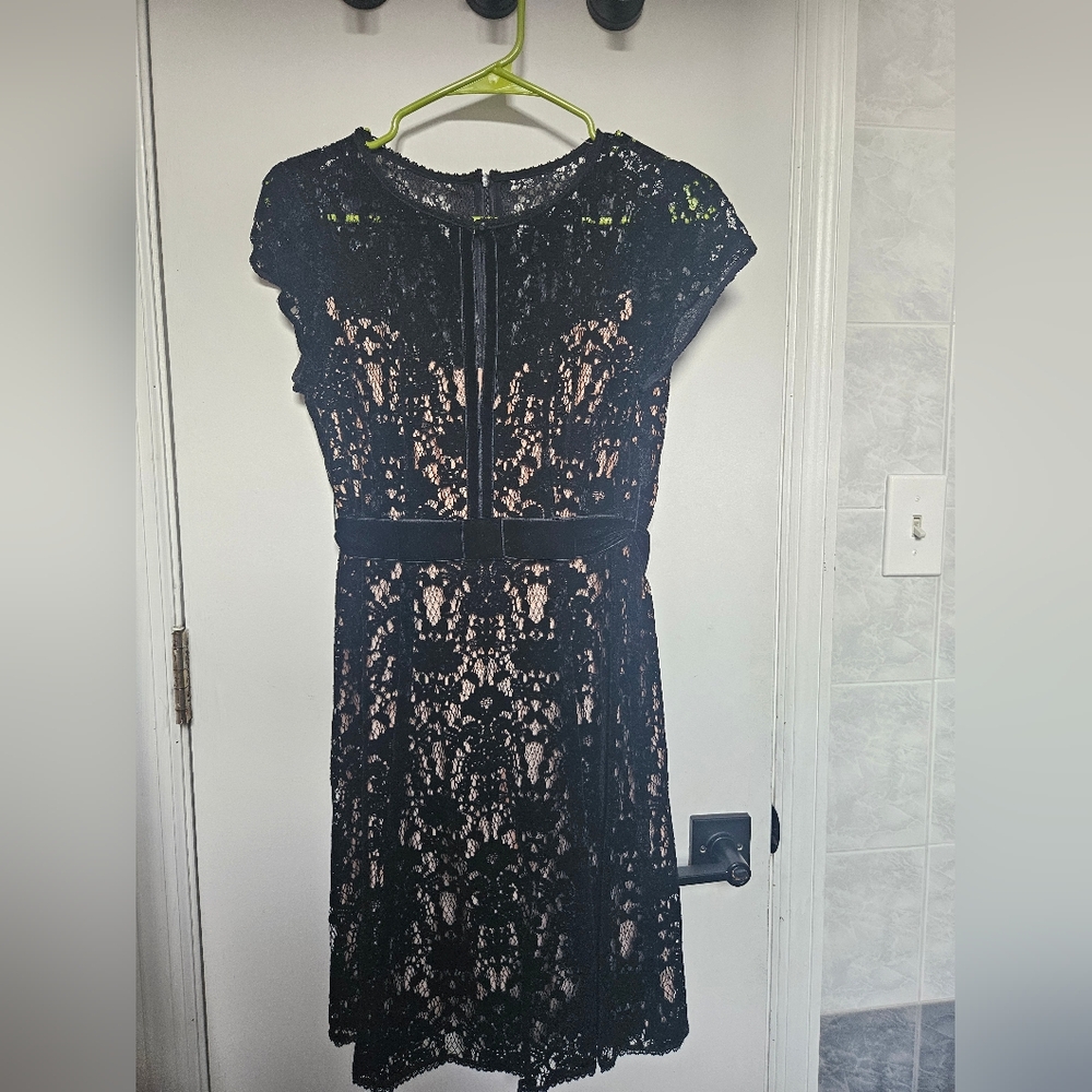 Velvet lace dress with a nude lining size 0